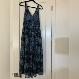 Free People Julianna Floral Blue and Black Maxi Dress